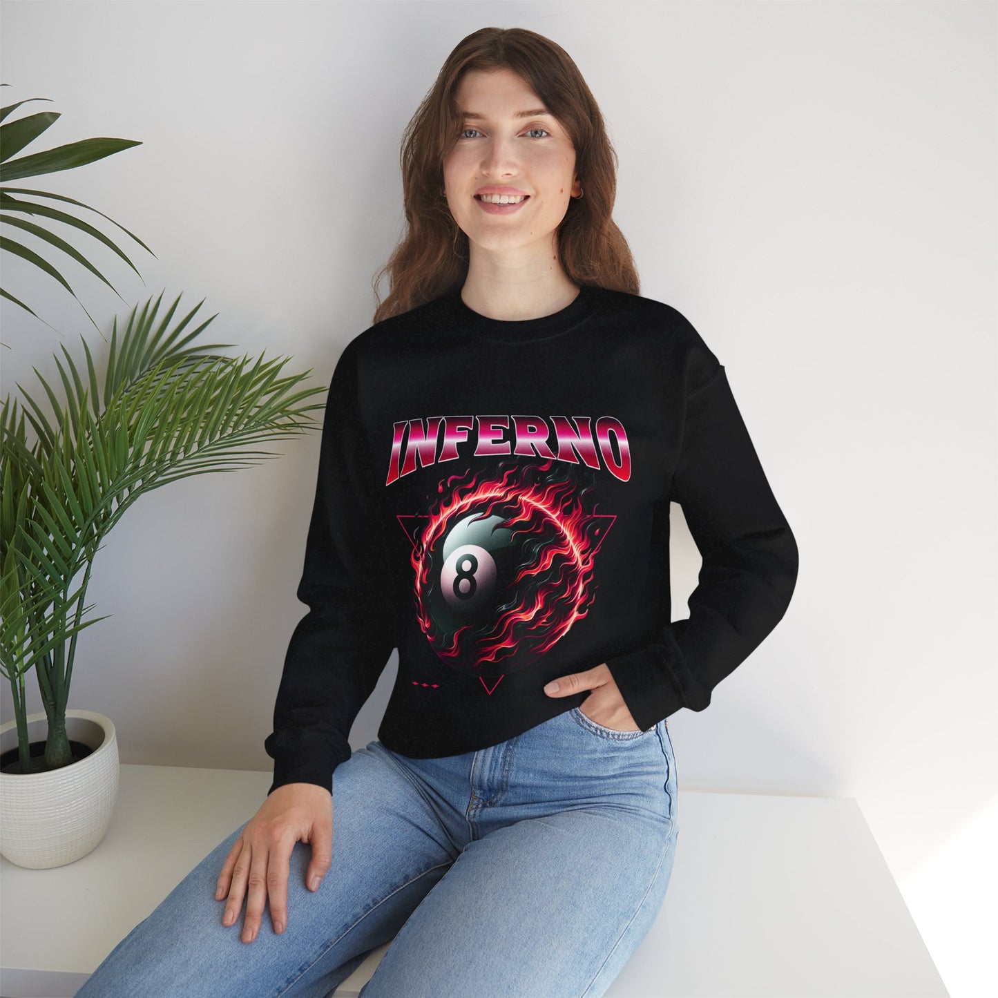 Inferno Eight Ball Crewneck Sweatshirt - Unisex Heavy Blend Pullover